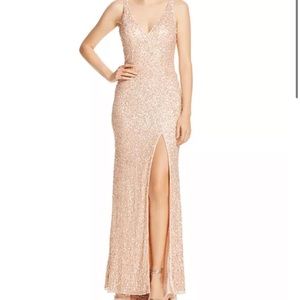 Mac Duggal Sequined Fishtail Gown - Size 6 - Worn once - Hemmed - Rose Gold